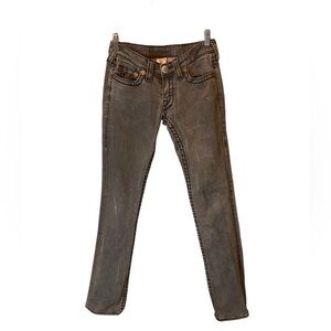 True Religion Johnny Big T Bootcut Jeans Dark Grey Y2K Size 28 RARE